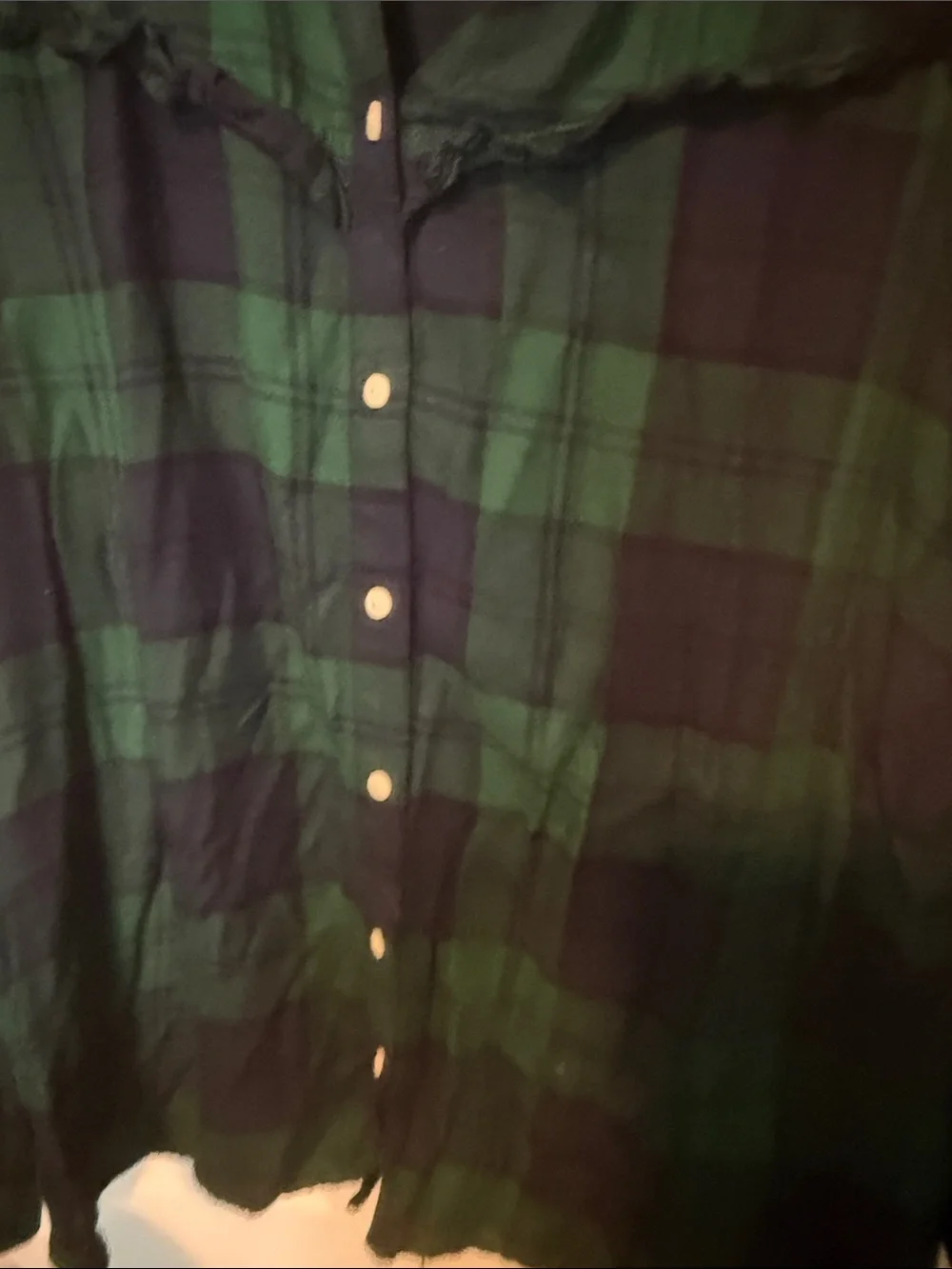 Old Navy Green & Navy Plaid Ruffle-Trim Button-Front Kids Top